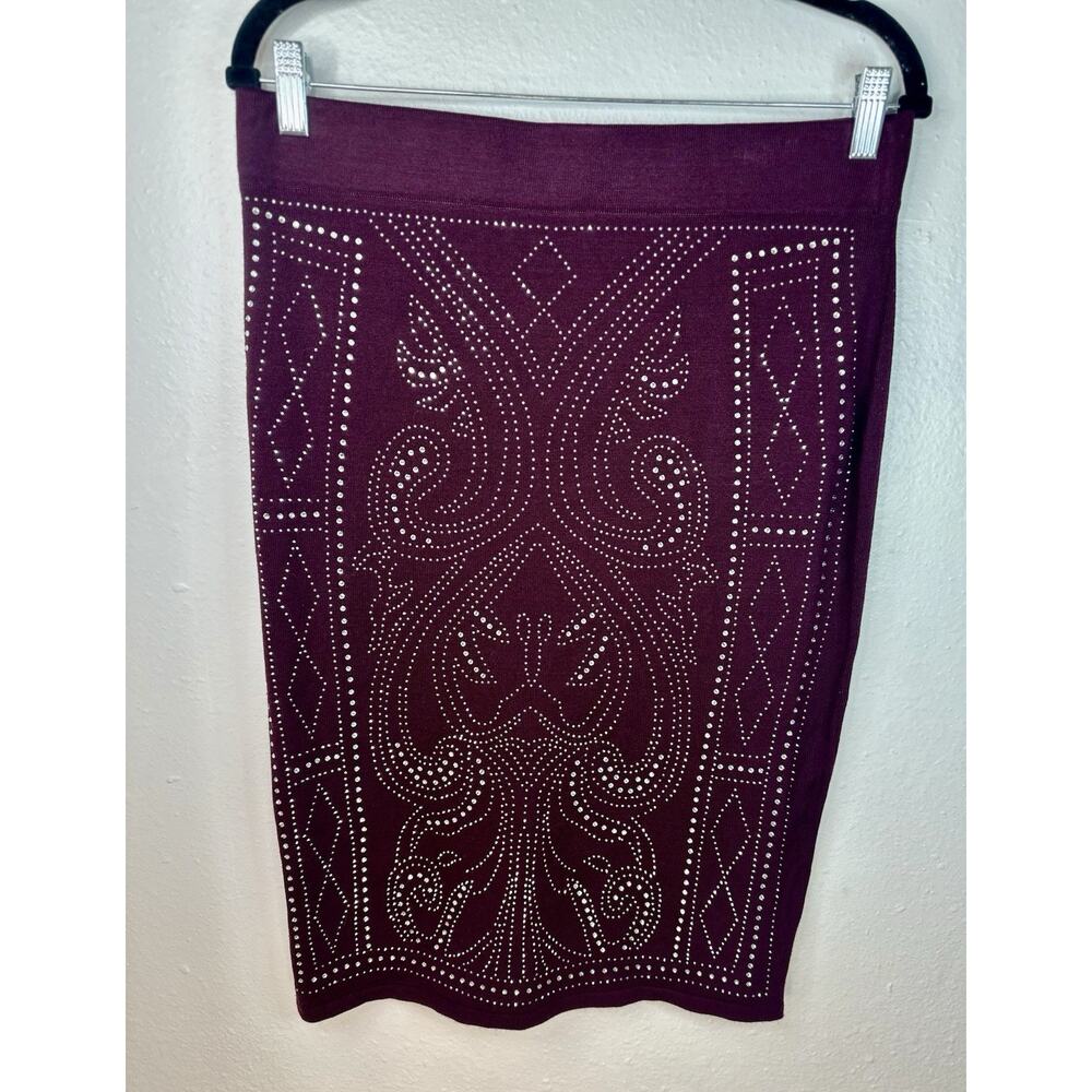 Emma & Posh Straight Pencil Skirt w/ Rhinestone Sz Large Y2K Bedazzled Stretch